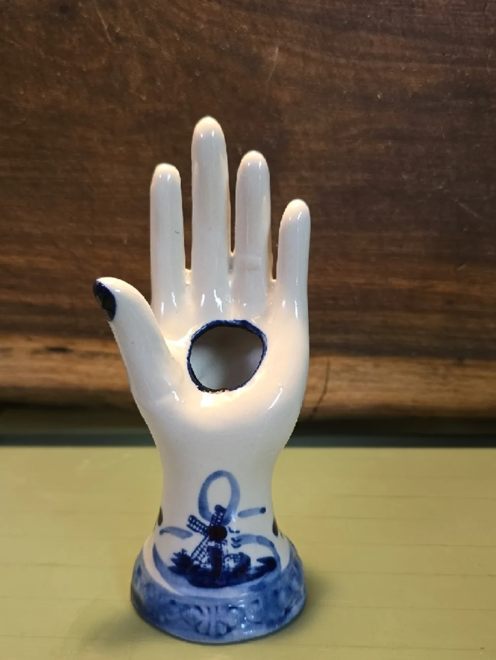 Vintage Porcelain Hand Vase/ring Holder Delft Blue - Picture 2 of 7